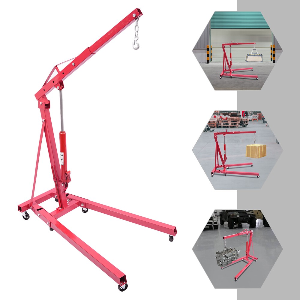 4400LBS 2T Folding Hydraulic Engine Hoist Leveler Cherry Picker Crane Lift Tool