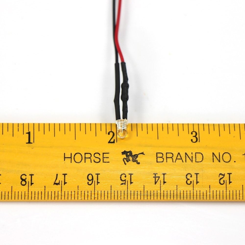 20 Pcs Warm White 3mm Pre-Wired LED Lights for Model Railroads & Projects