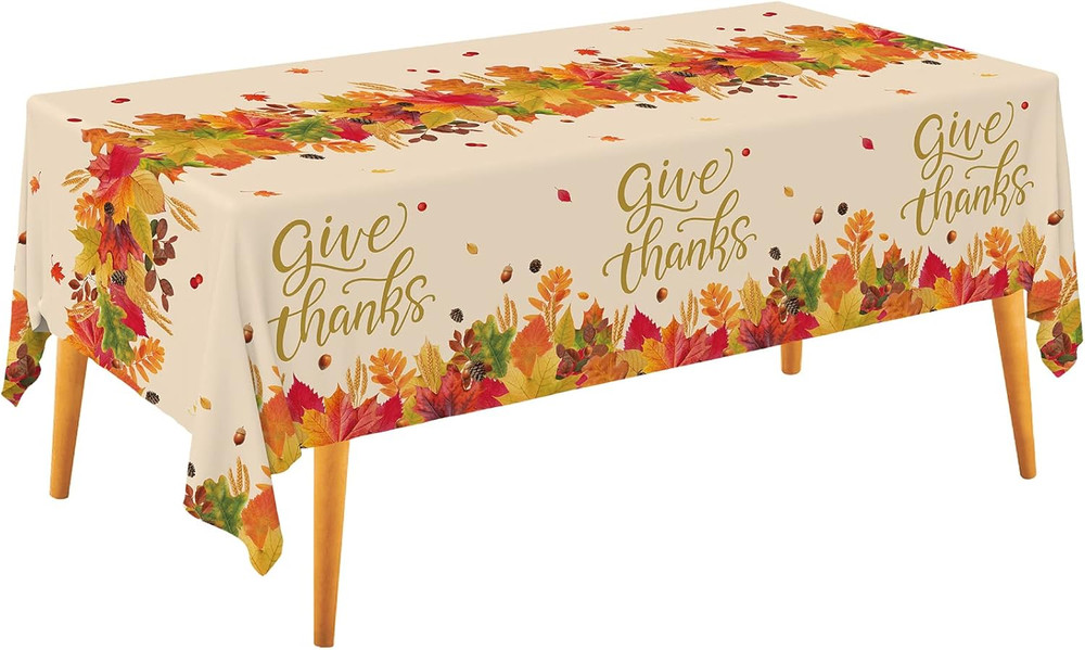 Fall Thanksgiving Disposable Tablecloths, 3 Pack, 54”X108”