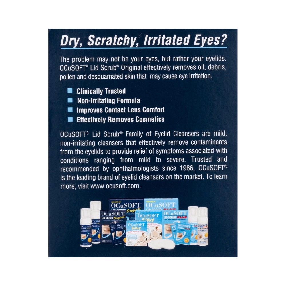 OCuSOFT Lid Scrub Eyelid Cleanser 30 per BoxWipe 30 Ct
