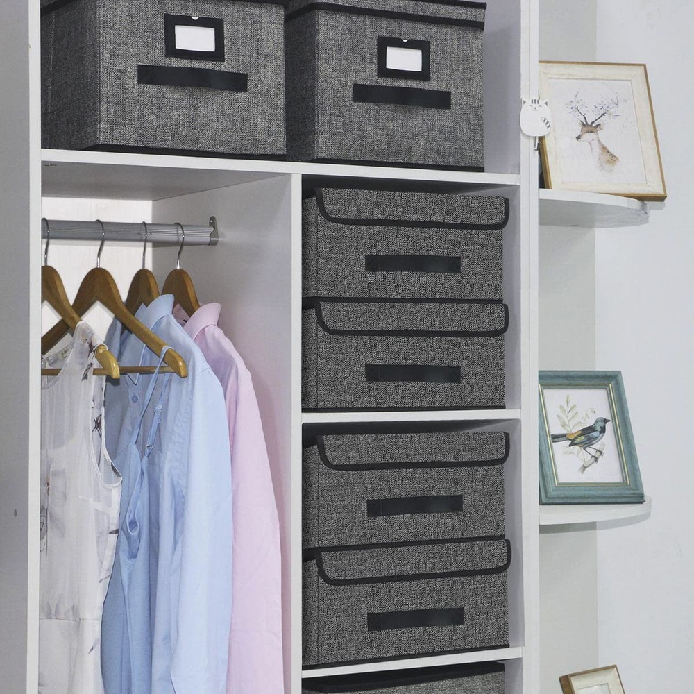 Onlyeasy Foldable Storage Bins Cubes Boxes with Lid - Storage Box Cube Cubby Bas