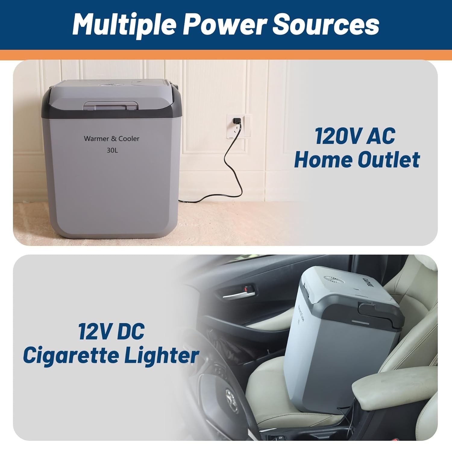 32QT Electric Cooler & Warmer Portable Car Refrigerator 12V Car Cooler