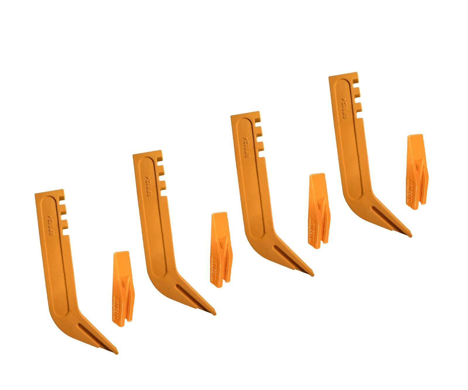 4 Scarifier Shanks and 6Y-5230 teeth, fits CAT Motorgraders - 9F-5124 (195-7218)