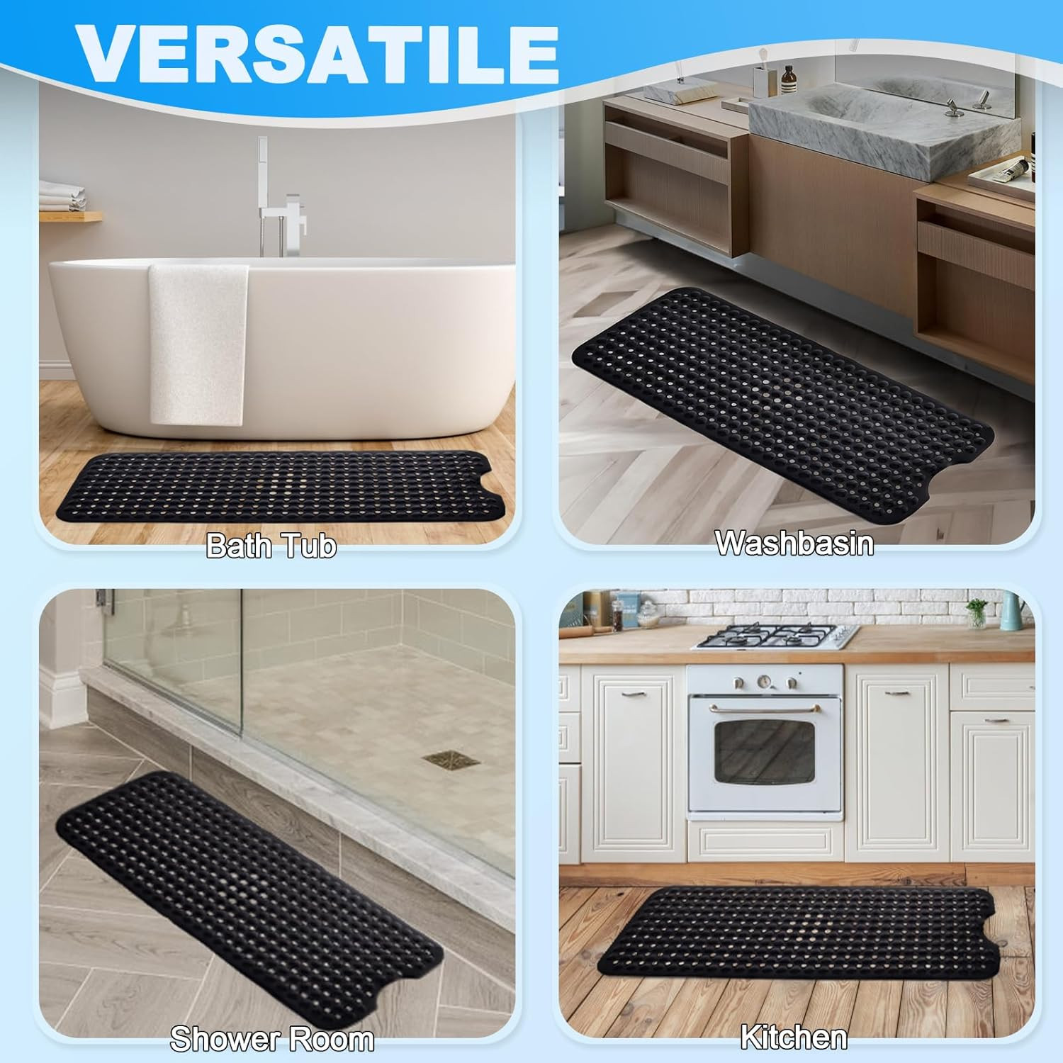 Bathtub and Shower Mats, 40X16 Inch Extra Large Non Slip Soft Bath Tub Mat with