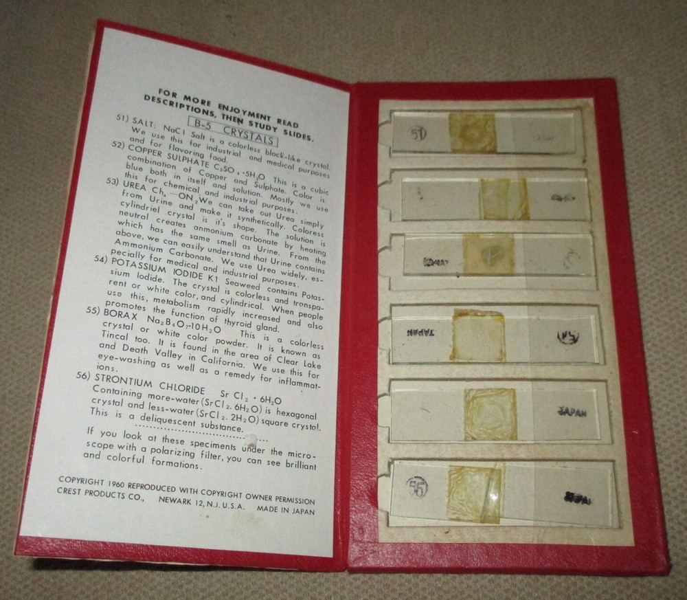 Vintage 1963 Gilbert 13101 Microscope Lab Set and Prepared Slides - Working