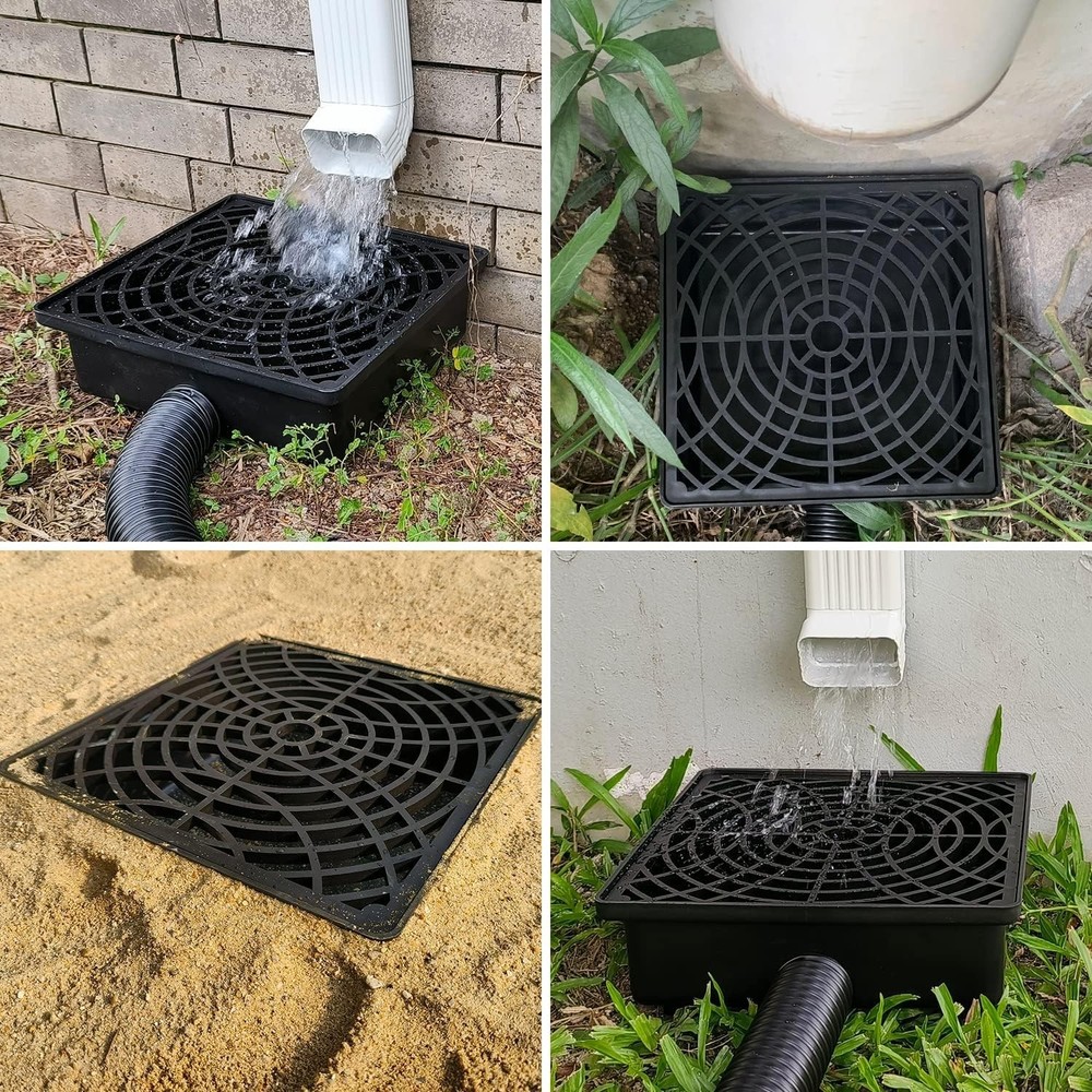 12"x12" Low Profile Catch Basin Extender with 8.2ft Flexible Pipe Solution