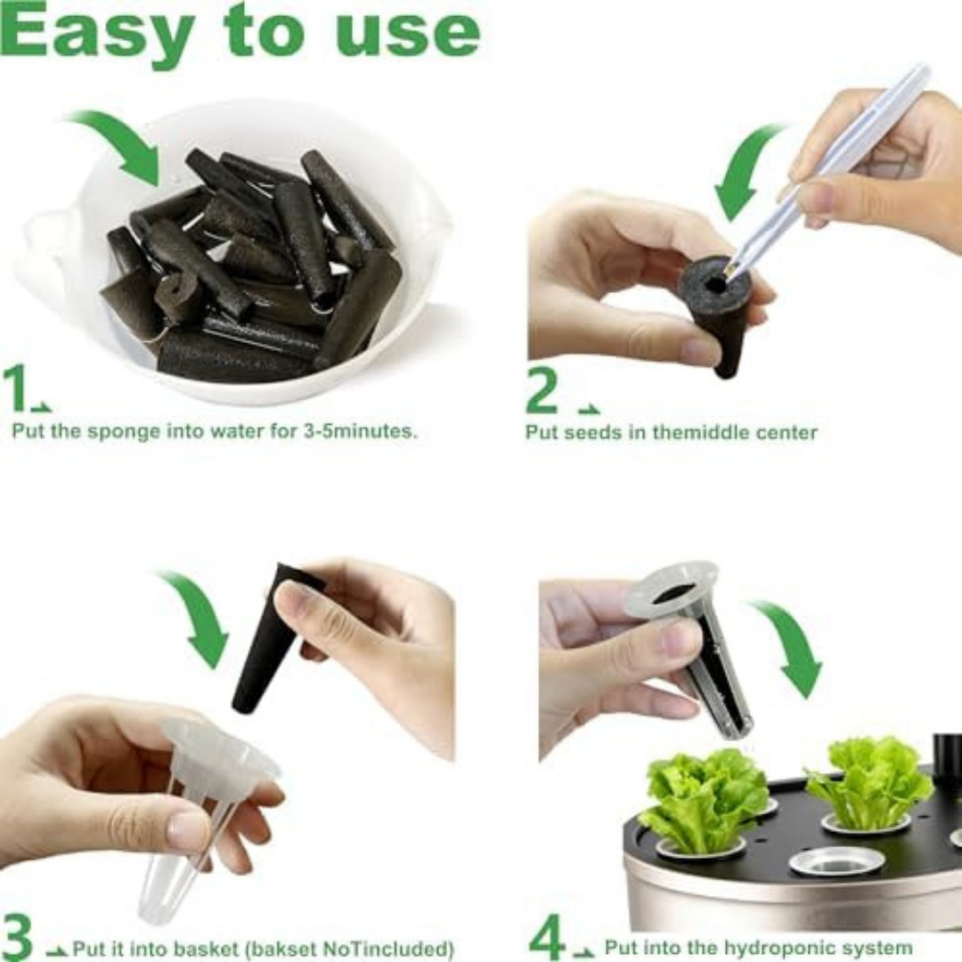 60-Pack Hydroponic Seed Pods for AeroGarden, Peat Sponges for Indoor Garden