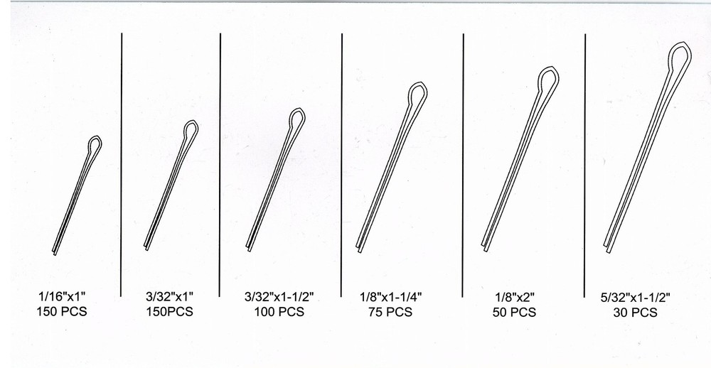 555pc Cotter Pin Assortment