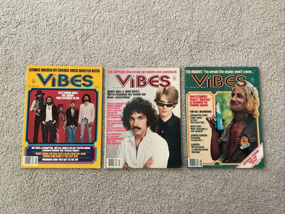 VIBES MAGAZINE 1978 LOT OF 3 KISS POSTER LED ZEPPELIN ROLLING STONES POSTER ROD