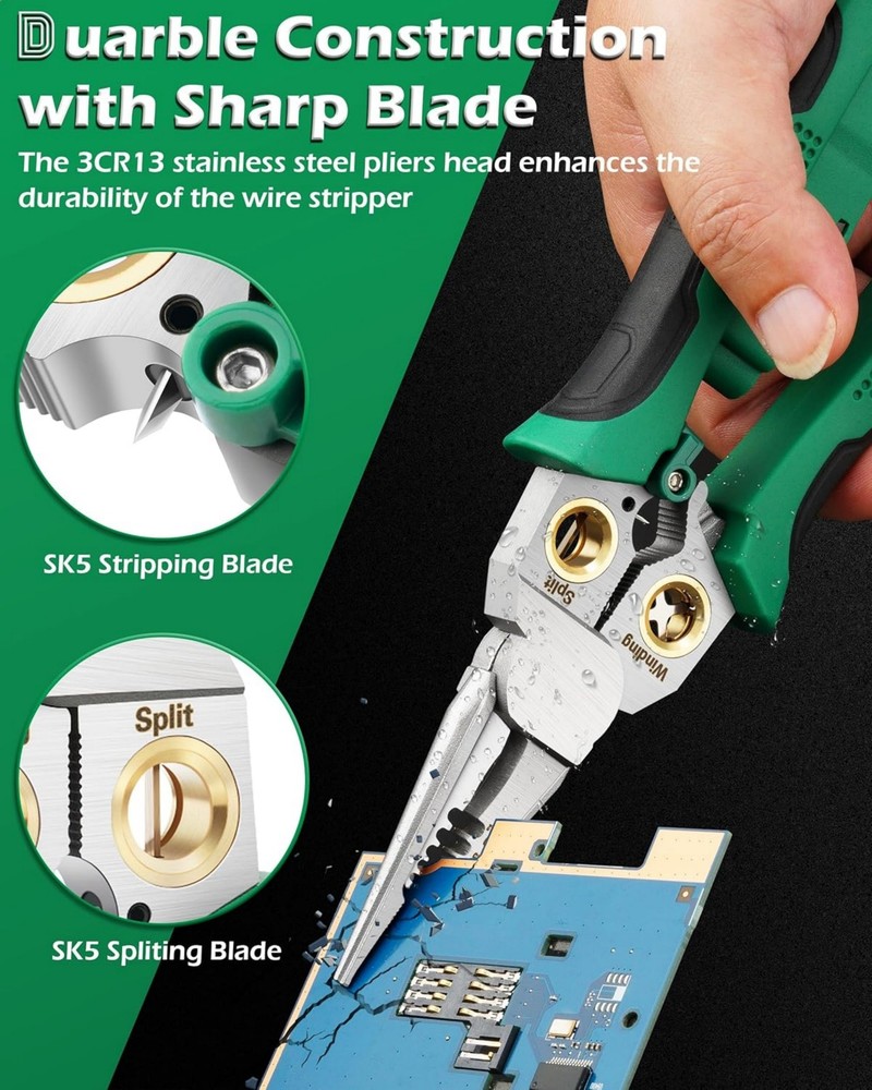 8 In 1 Wire Stripper Twister Cutting, Pulling Wires, Cable Scissors, Voltage
