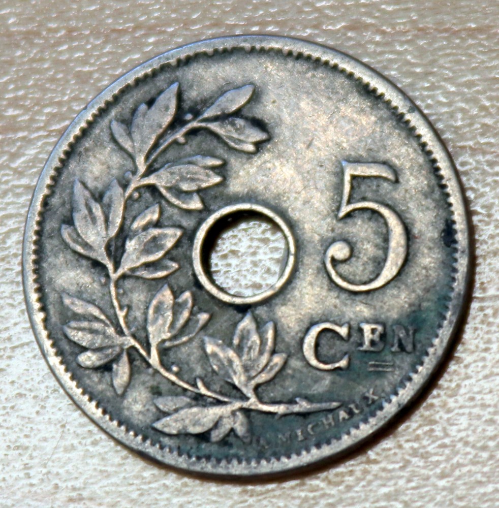 1906 Belgium 5 Centimes Dutch text