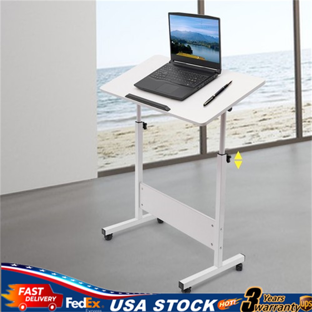 Adjustable Height Office Rolling Laptop Table Stand Bed Side Computer Desk Stand