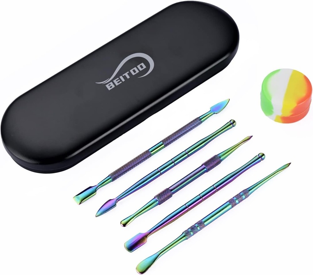 6-Piece Wax Carving Tool Set - Double-Sided Tools & Silicone Storage Jar