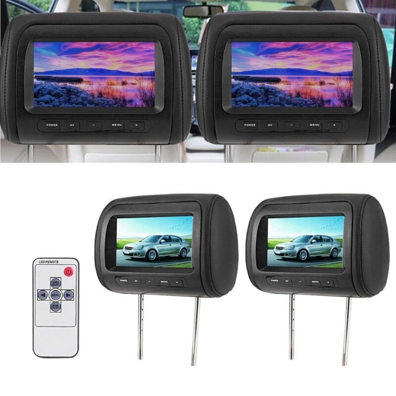 2 Pieces Car Headrest LCD Video Monitors MP5 DVD Display with Wireless Control