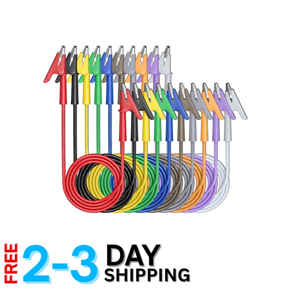 Versatile Electrical Testing Kit: 10PCS Alligator Clips in 10 Colors, 3.3ft Long