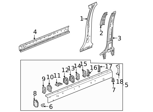 Genuine GM Inner Rocker Front Bracket 84601686