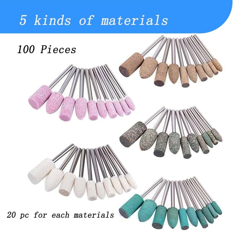 100 Pcs Assorted Shape Polishing Bits Buffing Wheel for Dremel Rotary Drill (...