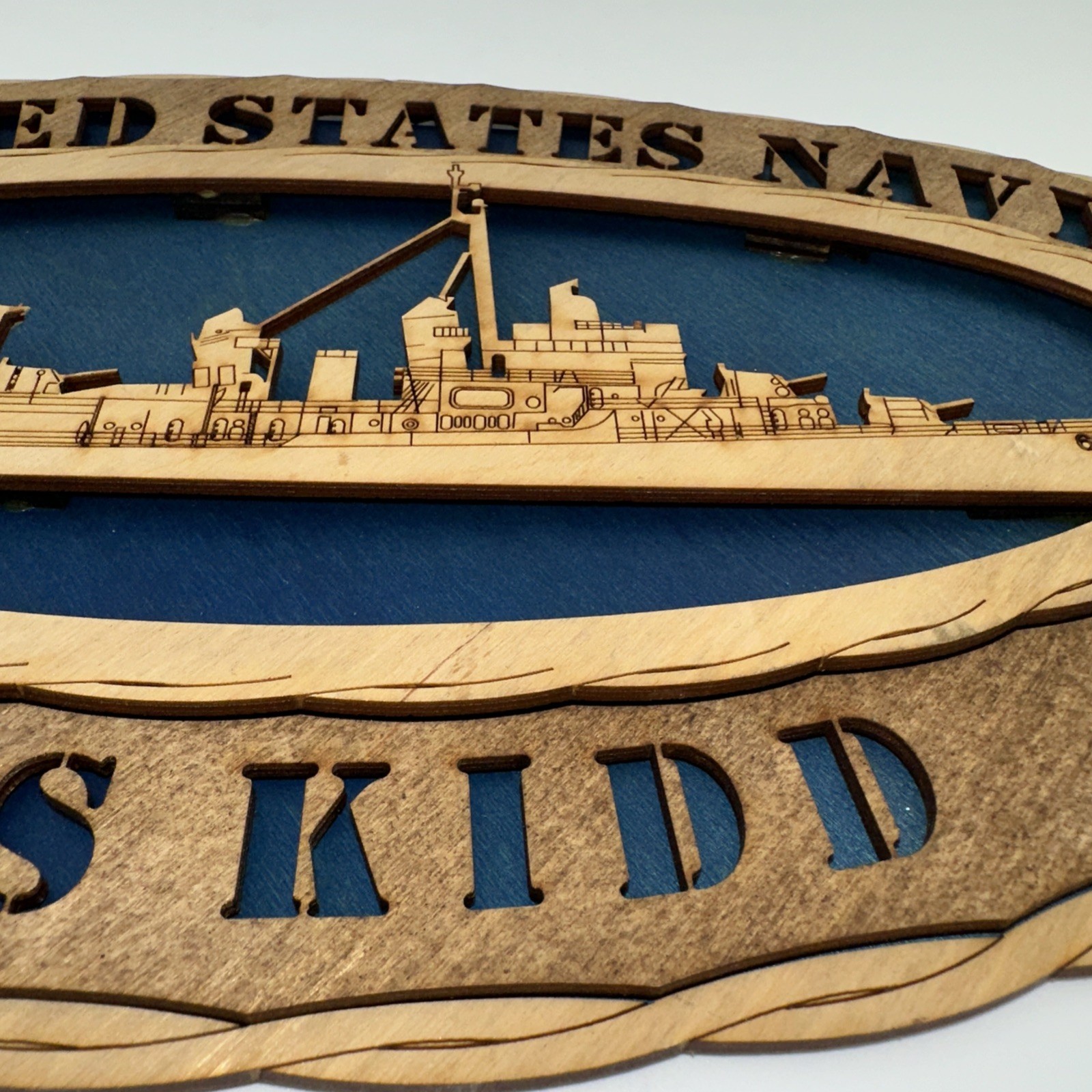 US Navy USS Kidd DD661 Wooden 3D Laser Cut Wall Decor Military Ship Plaque