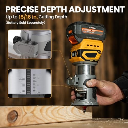 Cordless Brushless Compact Router Compatible with Dewalt Router Fixed Base Kit