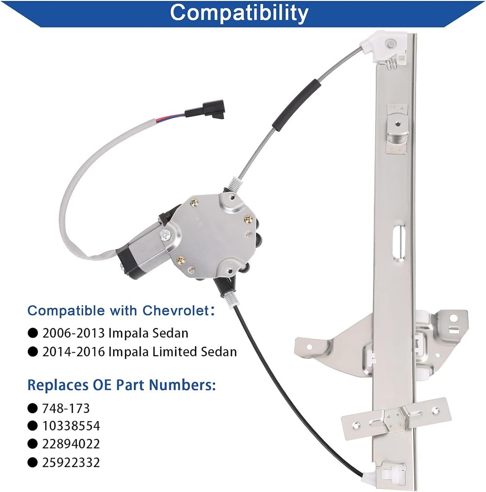 Power Window Regulator for 2006-2013 Chevy Impala Front Left Right w/ Motor Set