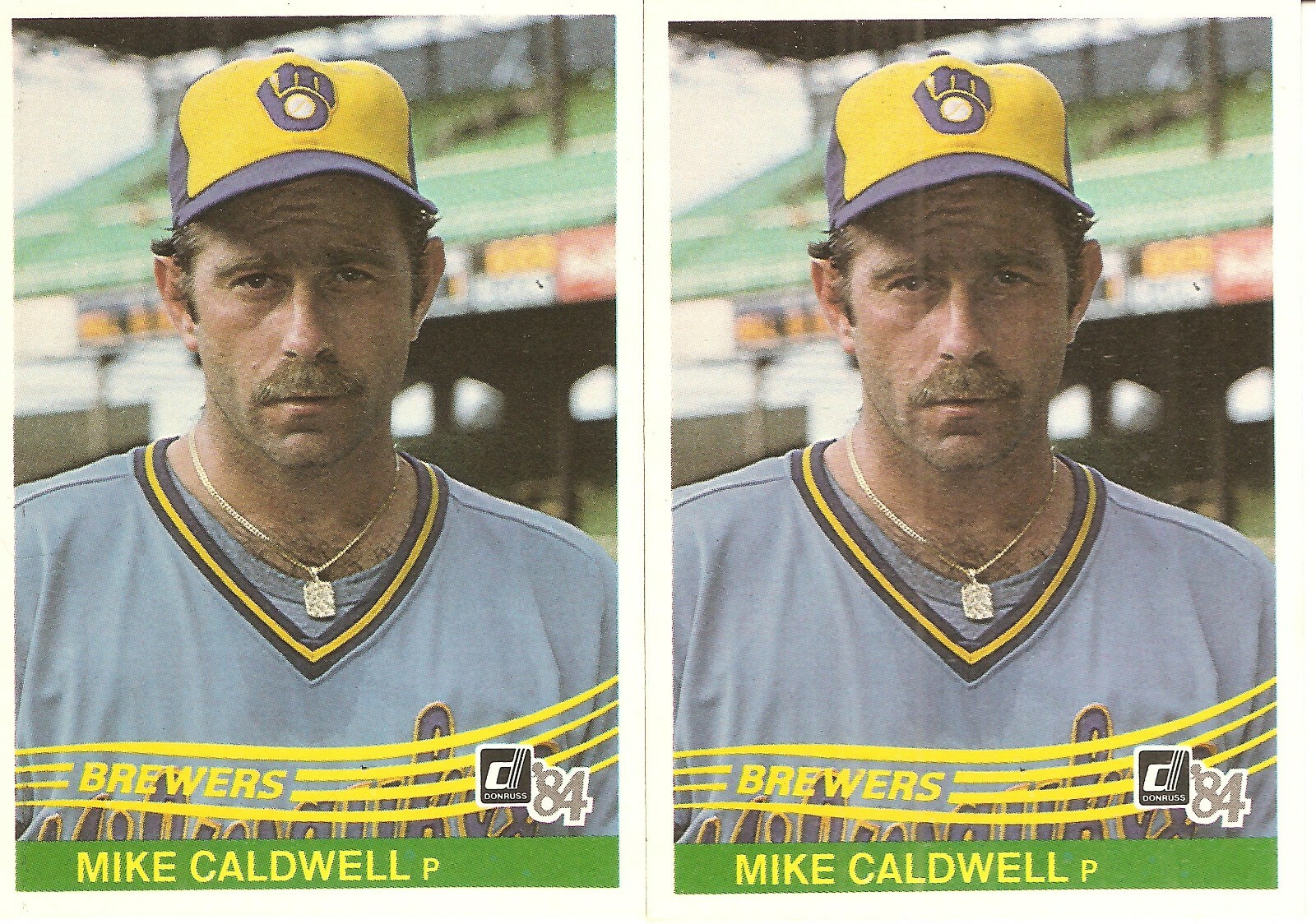 2 CARD 1984 DONRUSS MIKE CALDWELL BASEBALL CARD LOT  #237