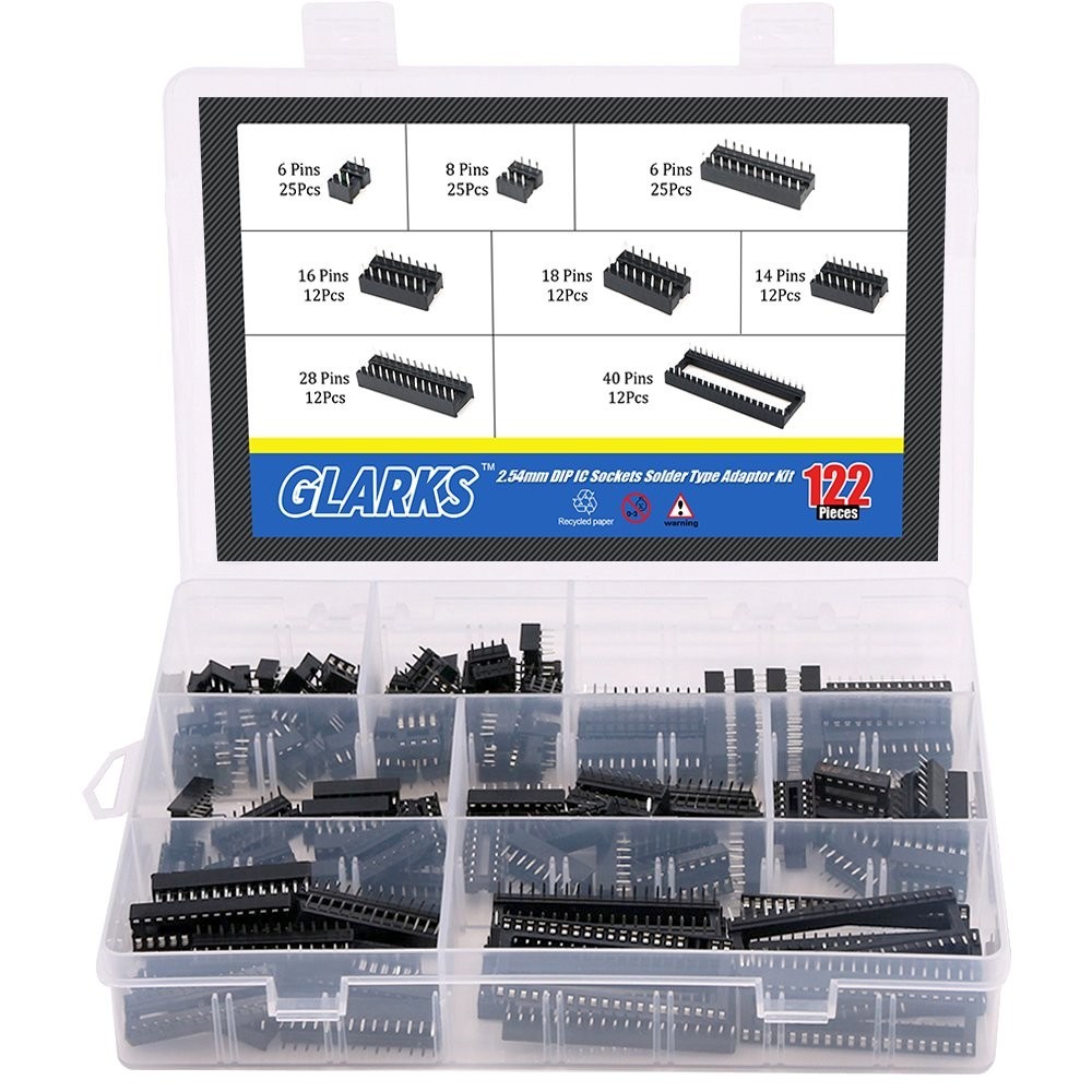 Comprehensive 122Pcs DIP IC Sockets with 2.54mm Pitch for Electronics Projects