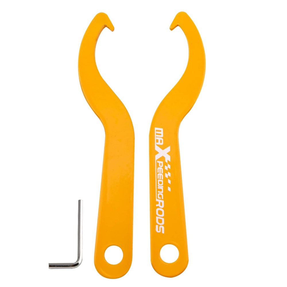 2 PCS Universal C Spanner Hook Wrench Set Coilover Spring Tool Steel Yellow