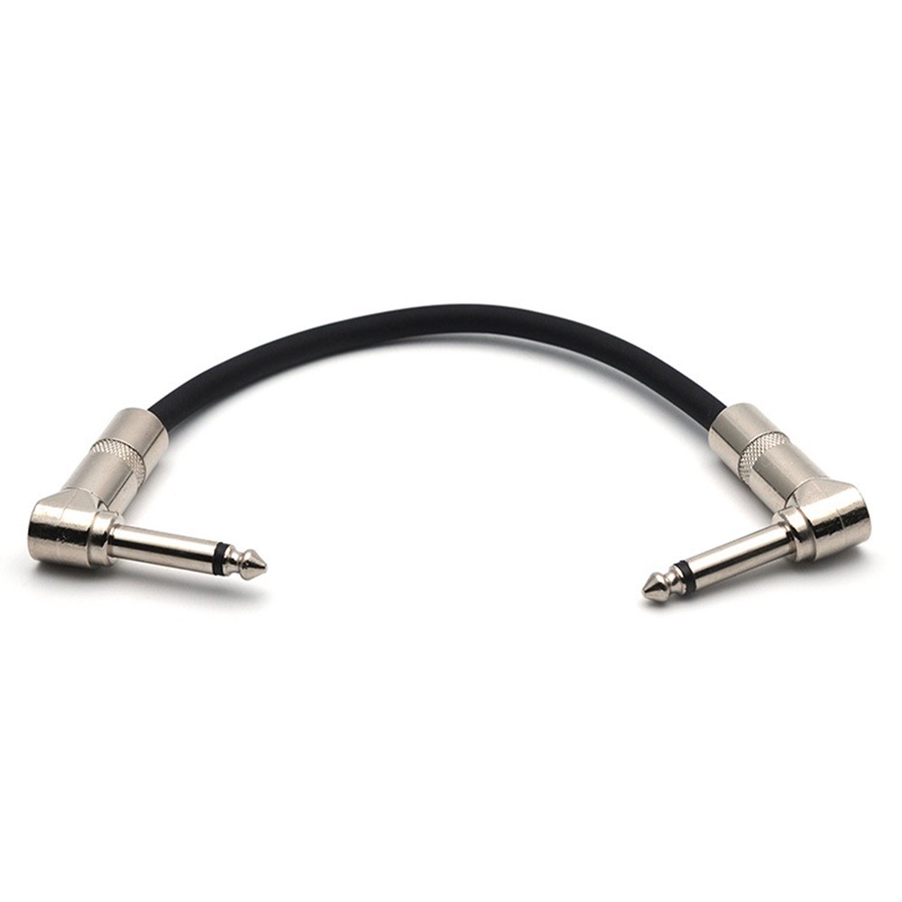 Instrument Patch Cable 1/4" Silver Right-angle Plug Black PVC Jacket Silver