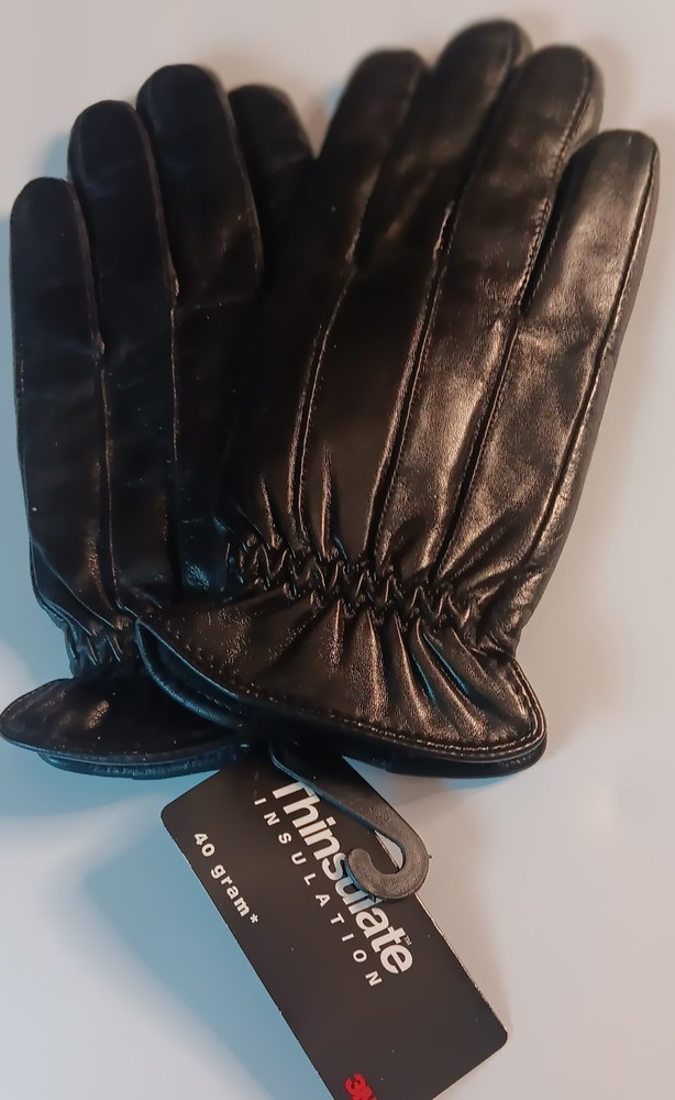 Women's Thinsulate Leather Driving Gloves, Large, Black