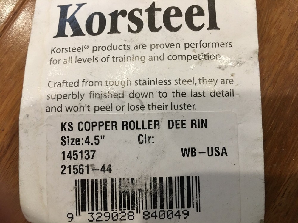 Korsteel Copper roller Dee ring snaffle bit 4 1/2"