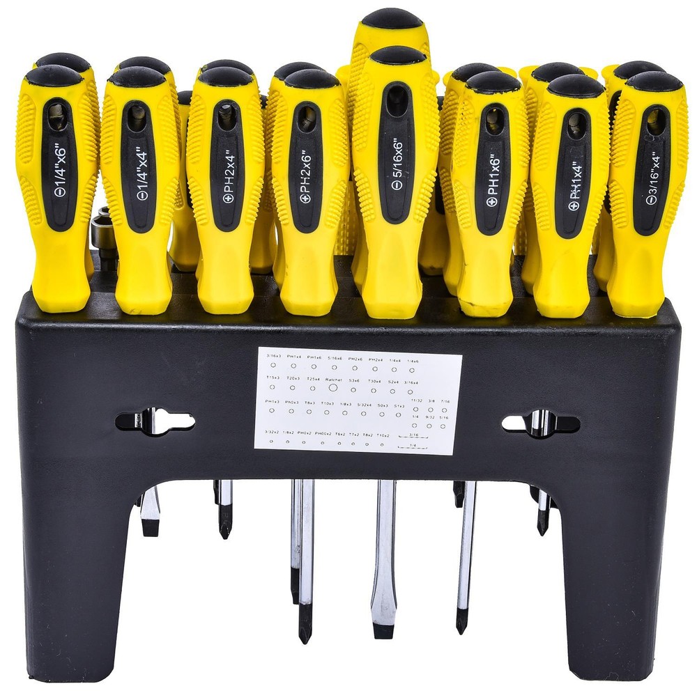 JEGS 100 Piece Screwdriver & Bit Set with Storage Rack 81384