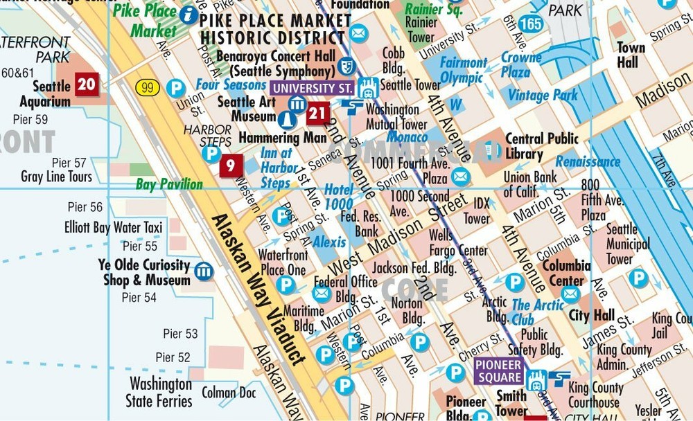 Map of Seattle, Washington, Laminated & Folded by Borch Maps