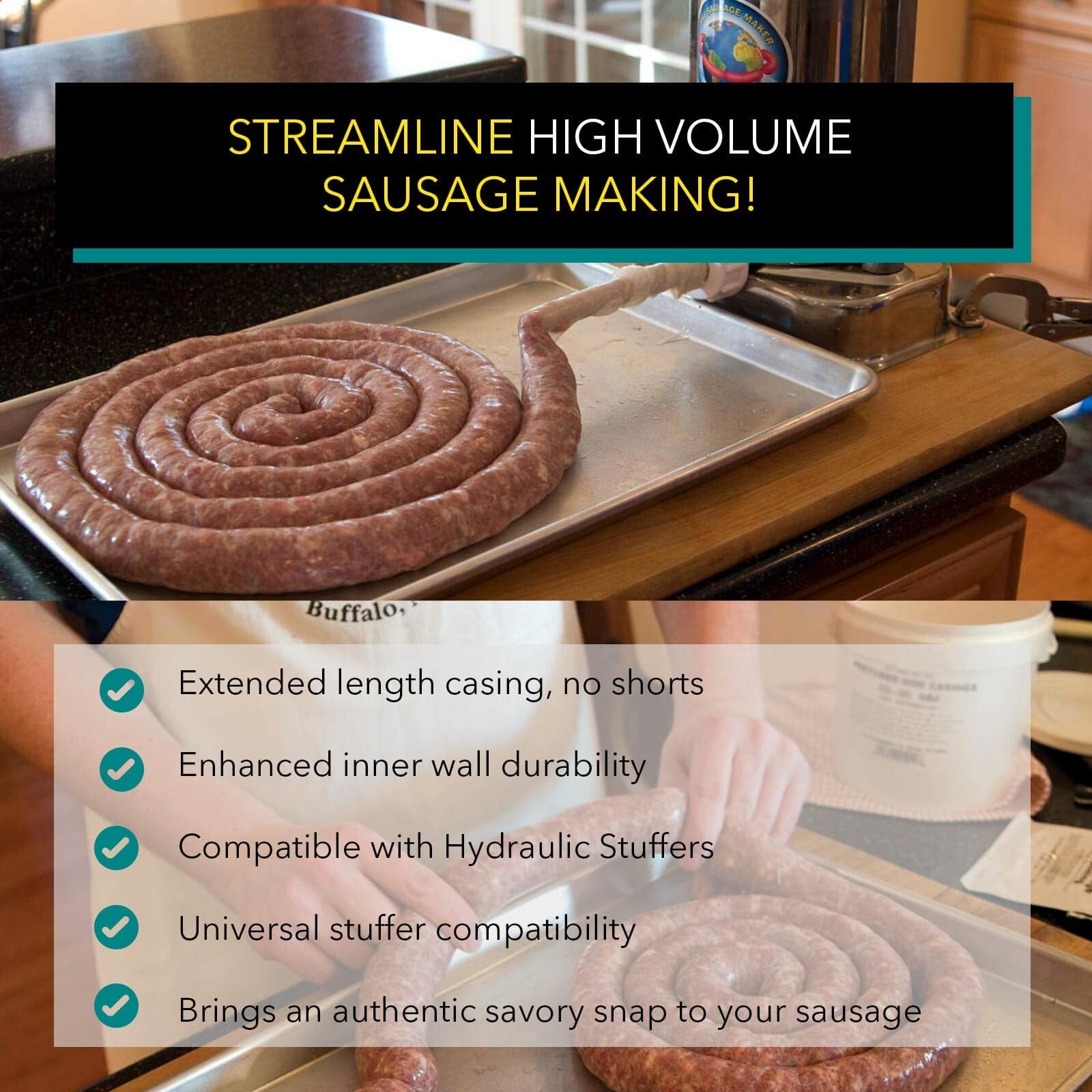 The Sausage Maker Natural Hog Sausage Casings Grade-A Edible Skin Whole Hank