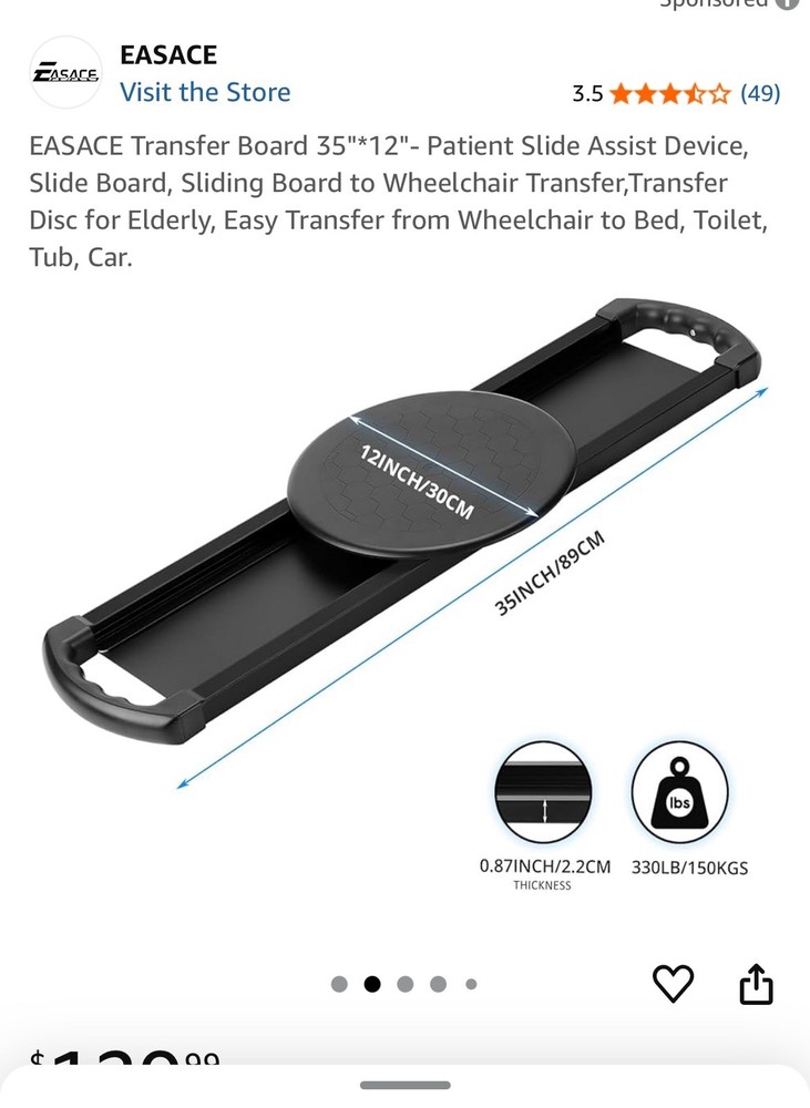 EASACE Transfer Board Patient Slide Assist Device Disabled Elderly