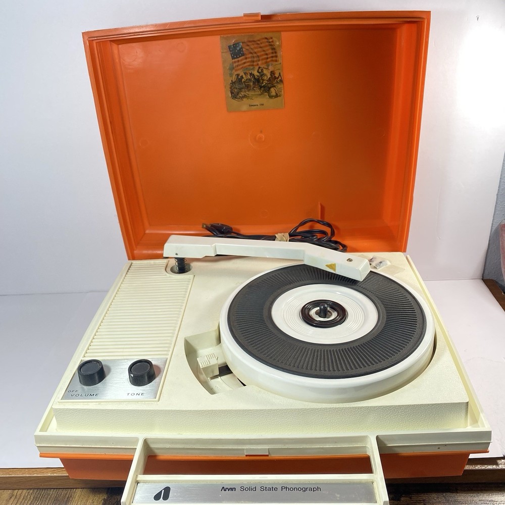 Arvin Solid State Phonograph Orange Read Description