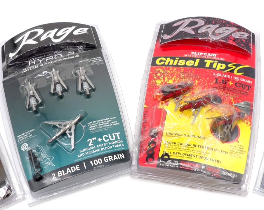 Rage Brand Assorted Broadheads & Components Archery Hunting - 100 gr. - Open Pkg