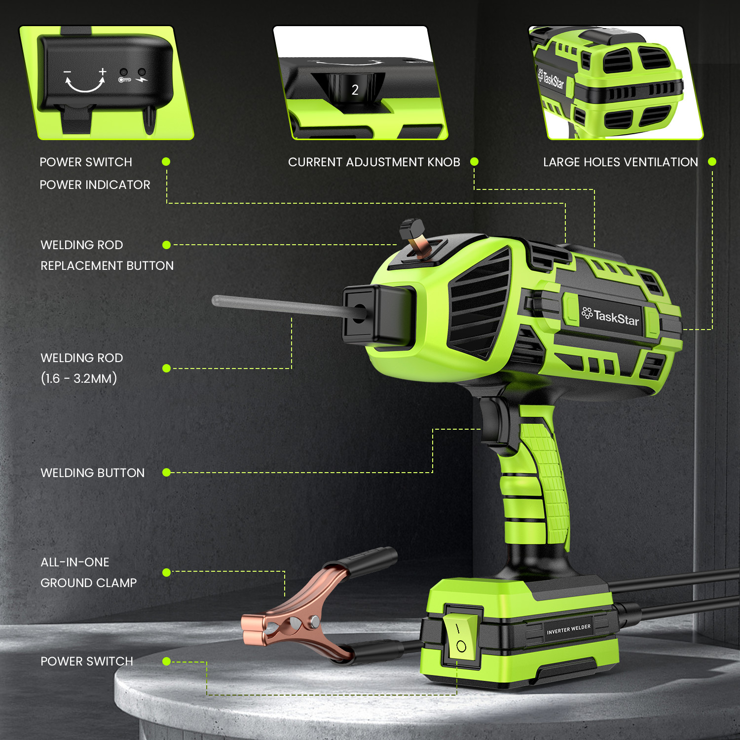 TaskStar Handheld Welding Machine 110V 20-150Amp Portable ARC Welder Gun