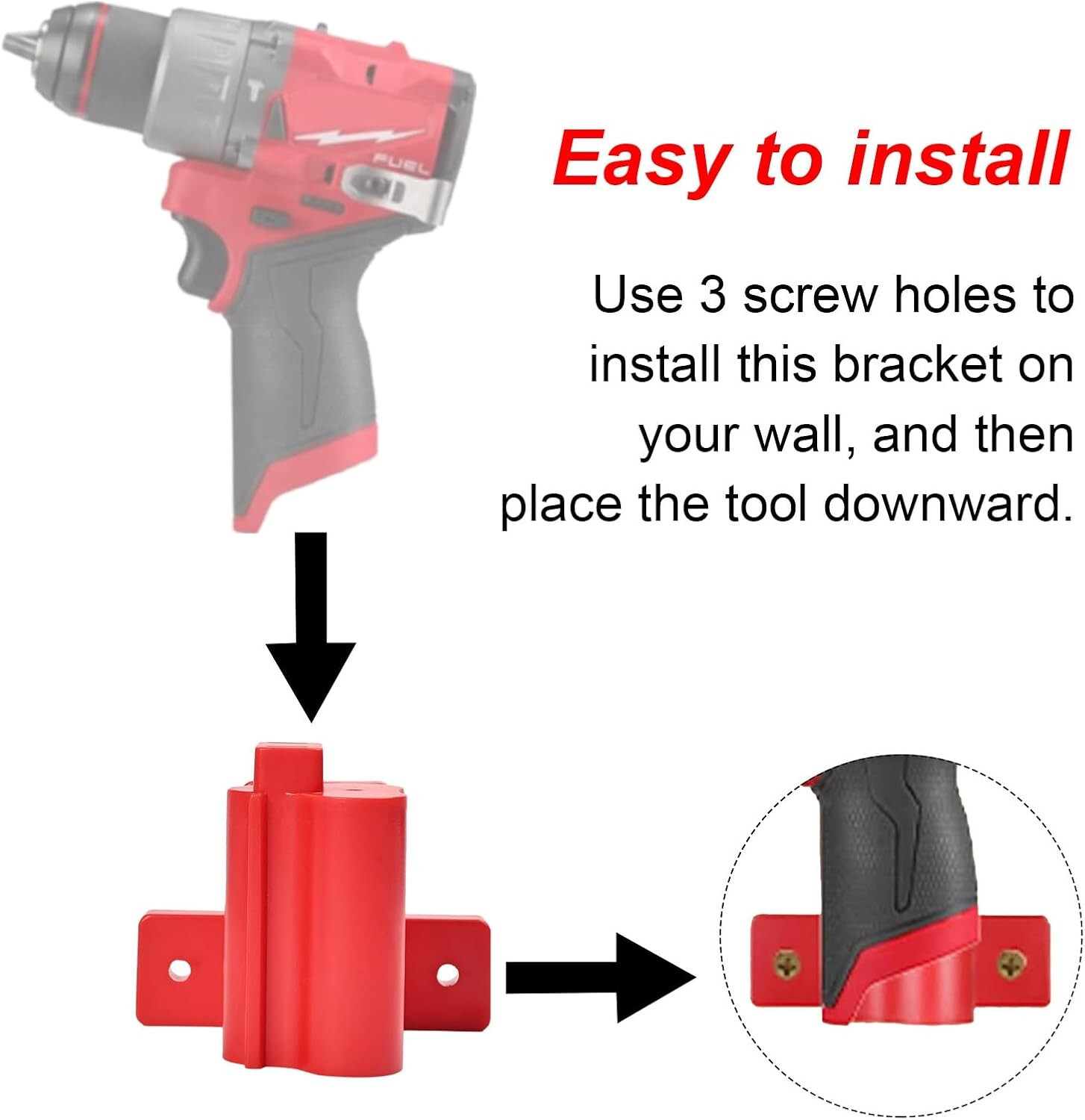 6x Wall Mount Drill Holder for Milwaukee M12 Tool Storage Hanger Mount Organizer