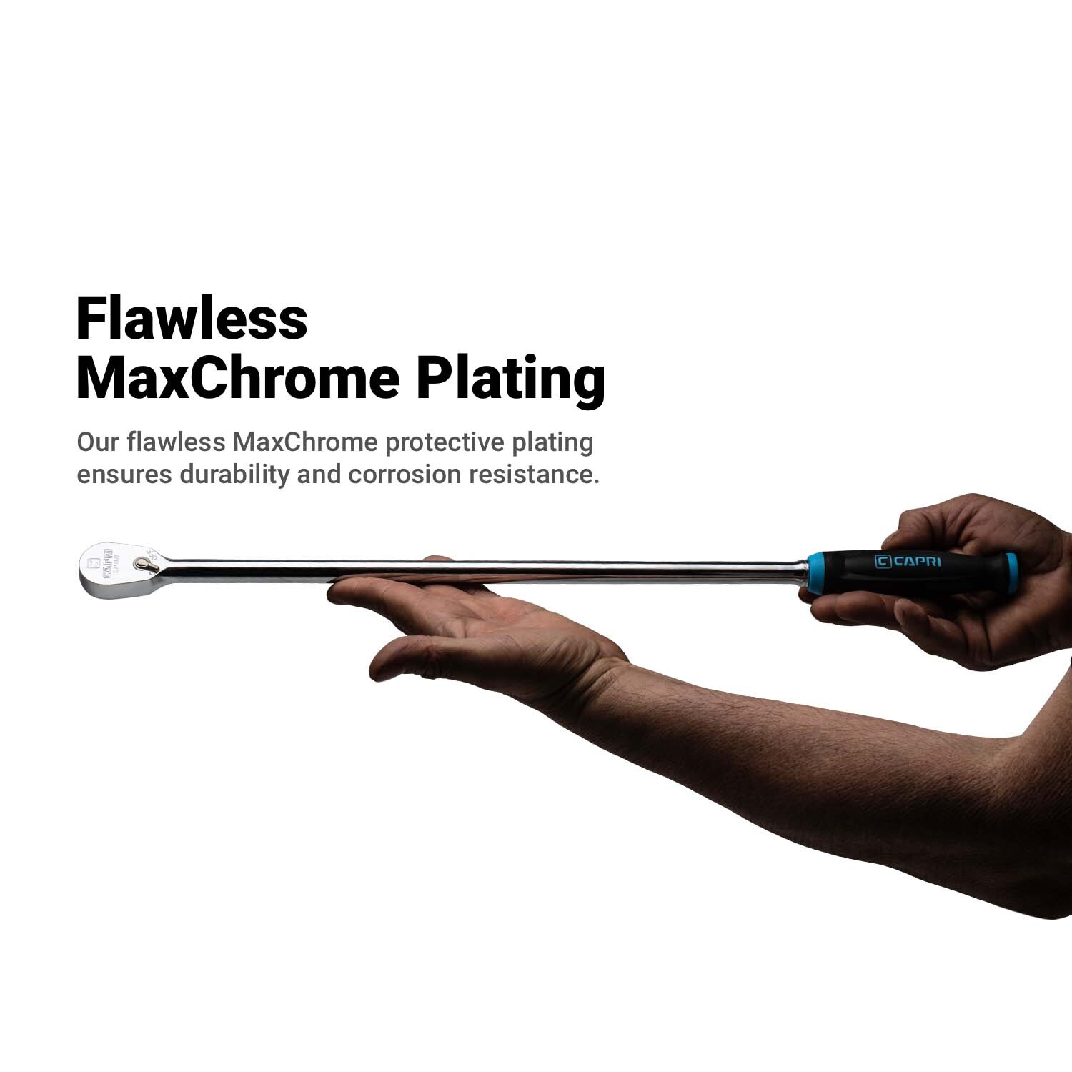 Capri Tools Fine 90-Tooth Ratchet, Extra Long Handle, 1/4, 3/8, 1/2-in Drive