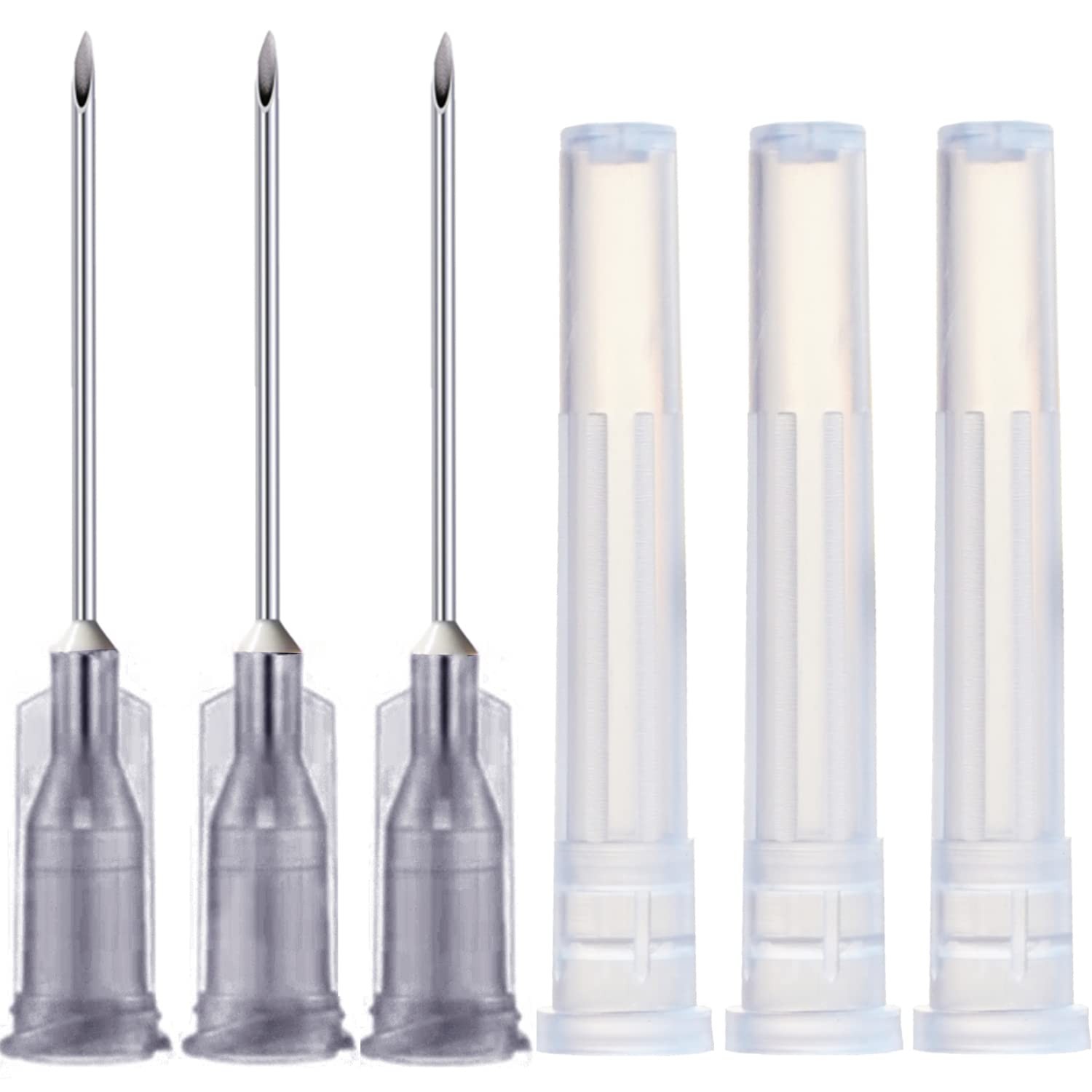 100 Pack 22Ga 1 Inch Sterile Disposable Injection Needle with Cap for