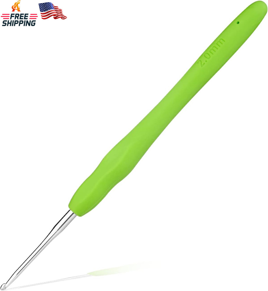 2 Mm Crochet Hook, Ergonomic Handle for Arthritic Hands, Extra Long Knitting Nee