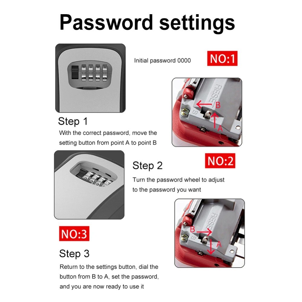 DURABLE STEEL Portable 4-Digit Combination Safe Lockbox with Removable Shackle