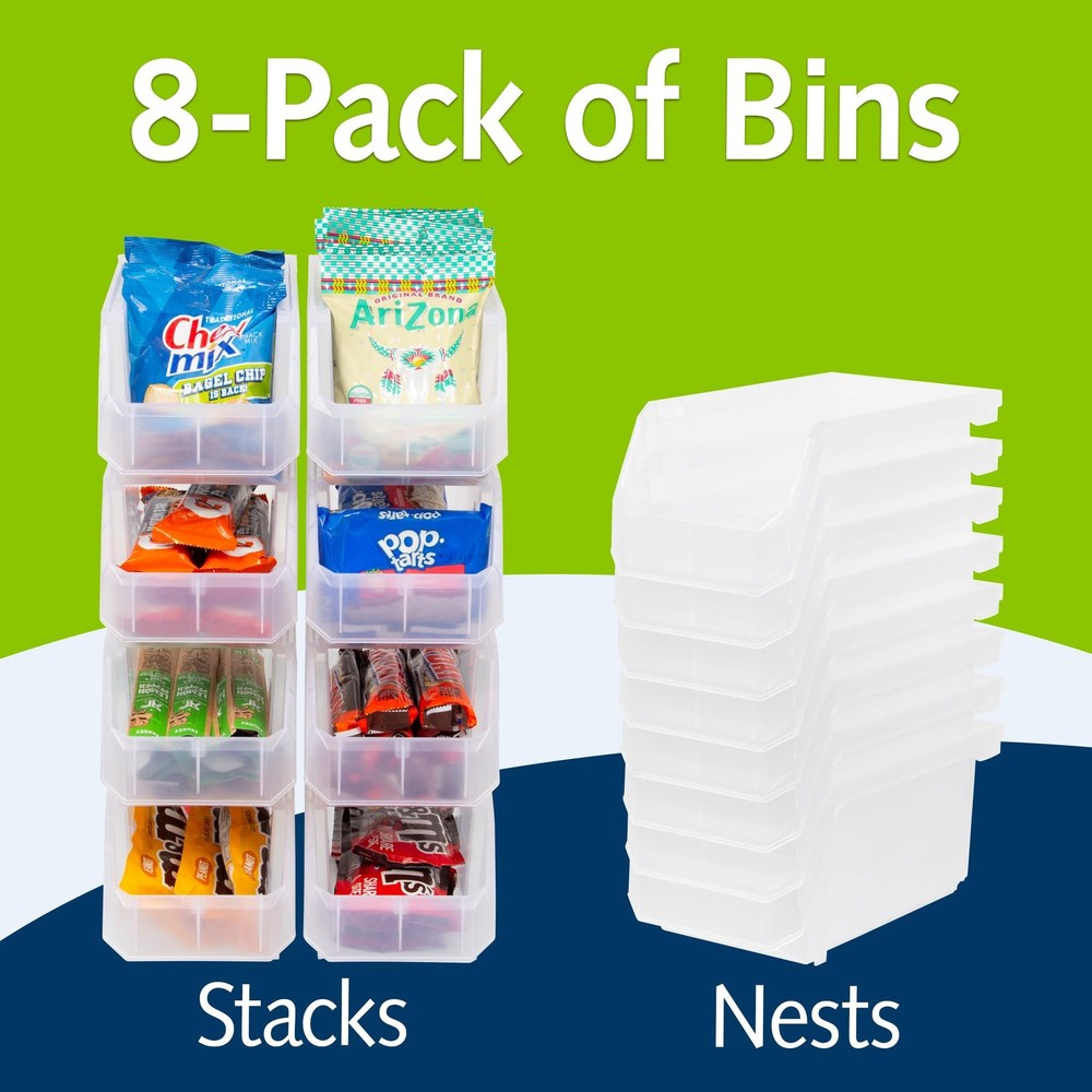 ReadySpace Medium Plastic Storage Bins, Stackable Organizer Containers for Cl...