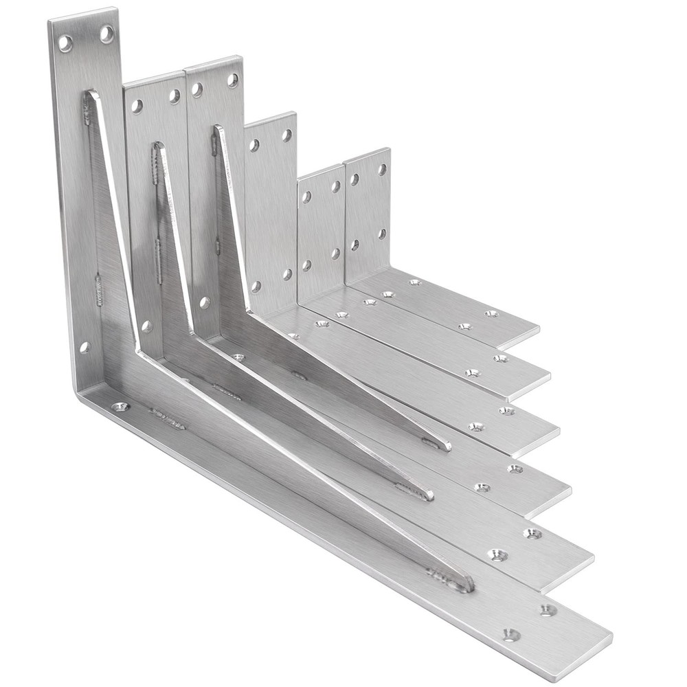 YUMORE Shelf Bracket 8 inch, Heavy Duty (1/5") Thick Solid L Brackets, Max Lo...