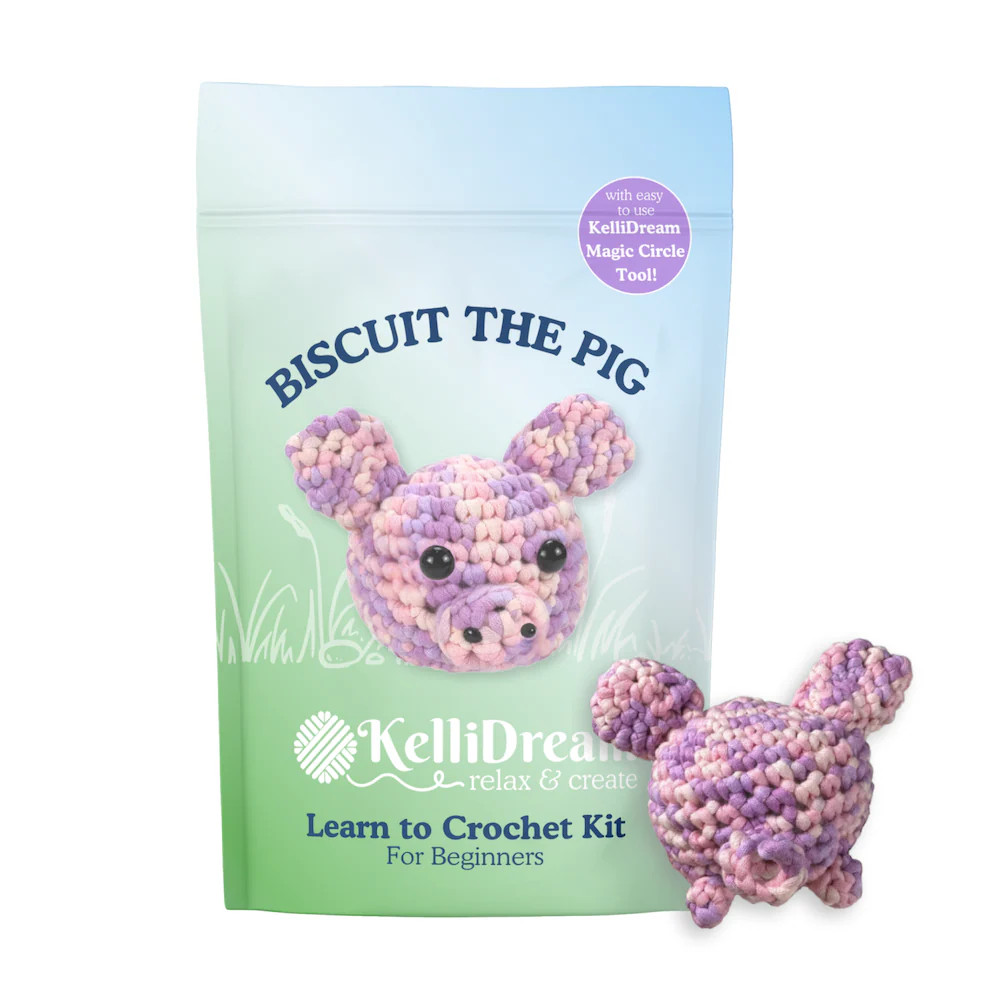 Learn to Crochet Kit Pig (Includes Purple Magic Circle Tool)