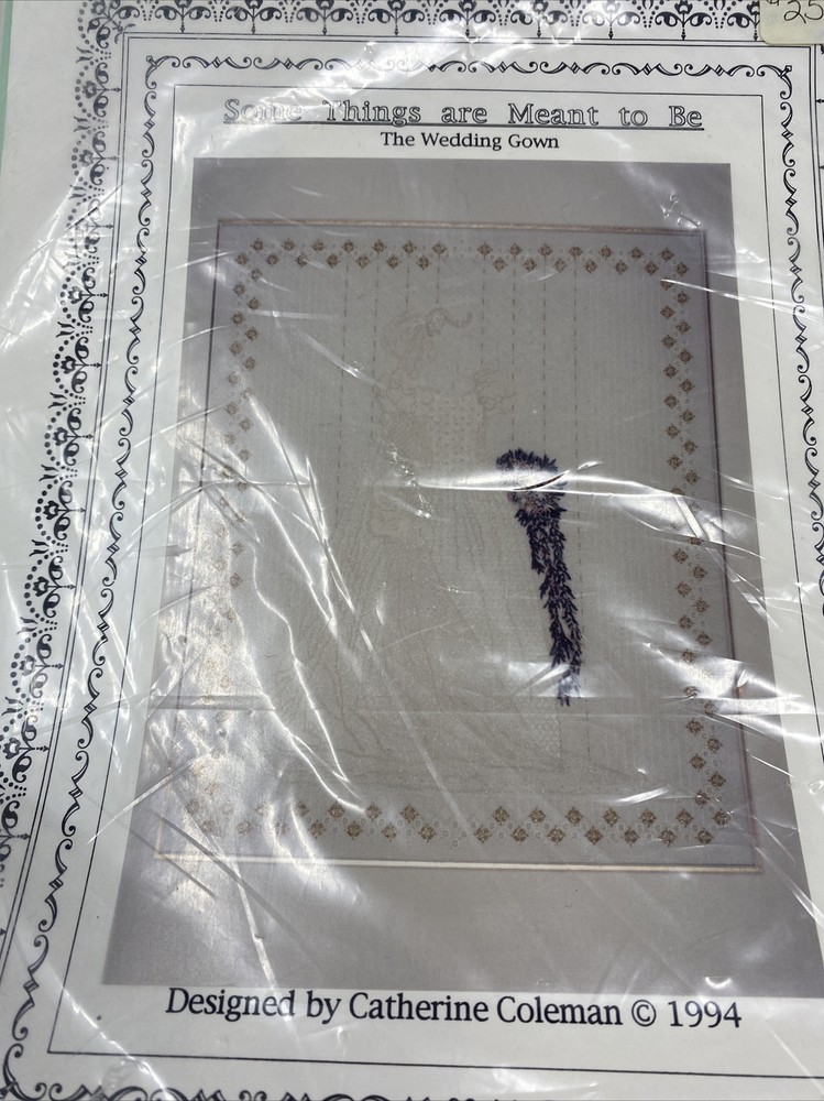 Catherine Coleman 1994 Needlepoint Pattern Some Things Are Meant Wedding Vtg