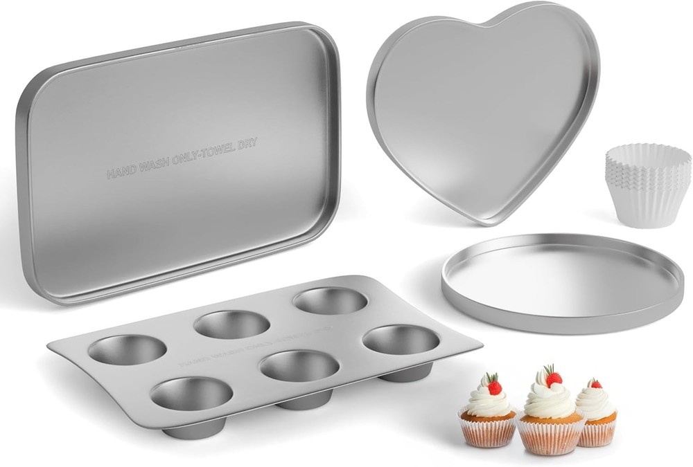 Kids Baking Pan Set for Easy Bake Oven Cupcake Pan Cookie Heart Rectangular Pan