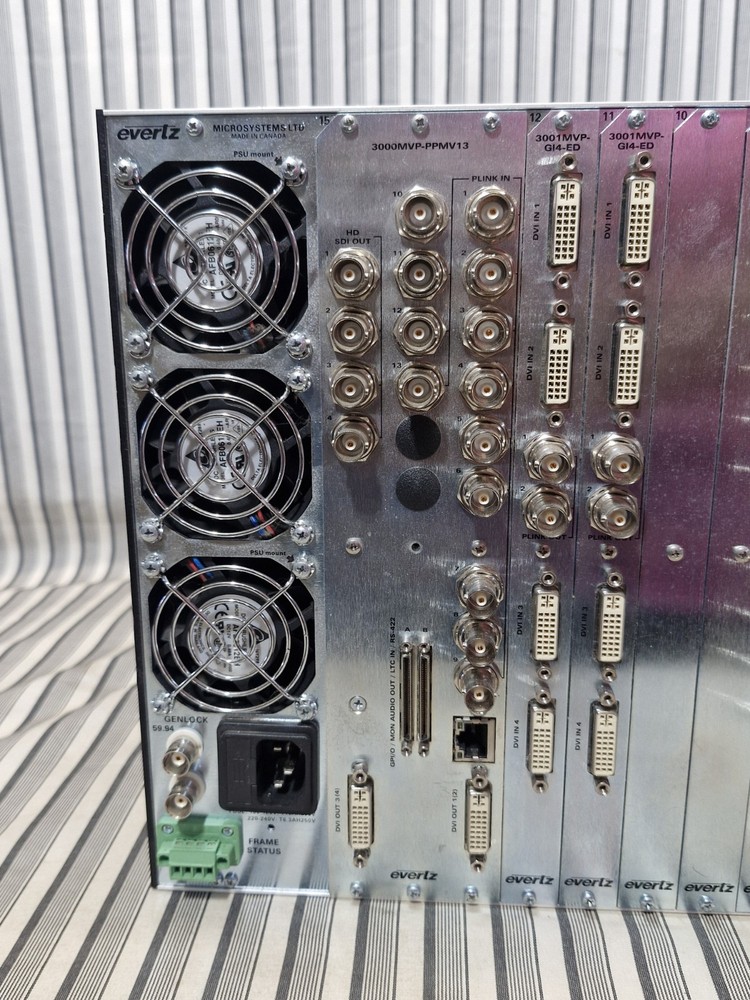 Evertz 3000FR Multi-Image Processor Frame w/ Modules Powers On, Not Fully Tested