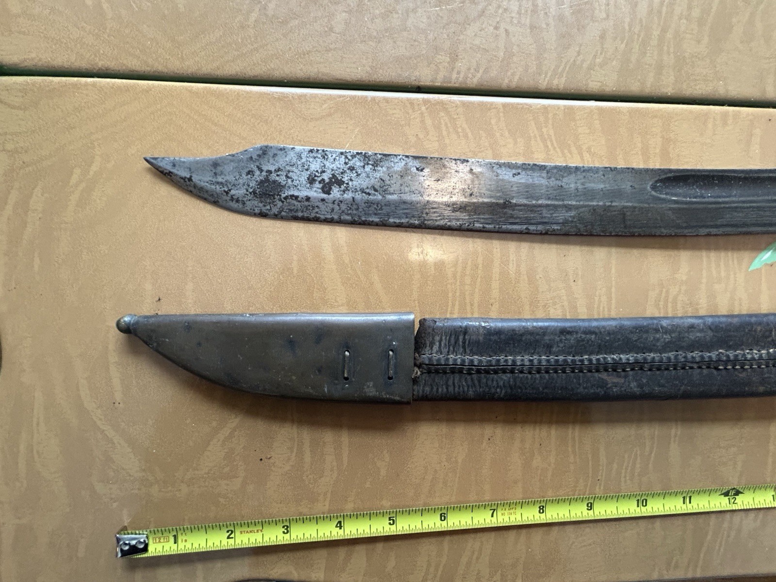 WWI Model 1917 Or M1941 USN Naval Cutlass Saber W/ Leather Sheath