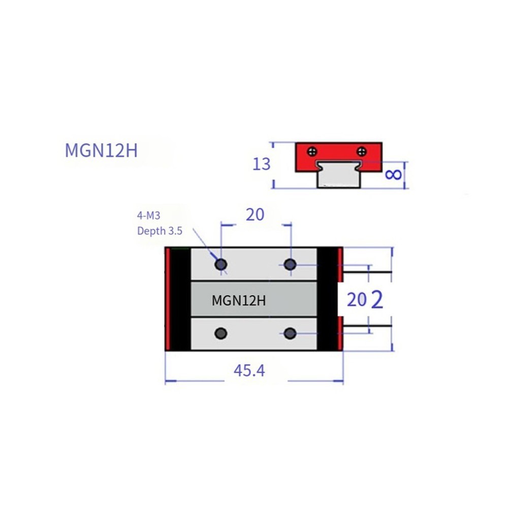 Linear Rail Block Relaxed Running High Accuracy MGN12H Silver
